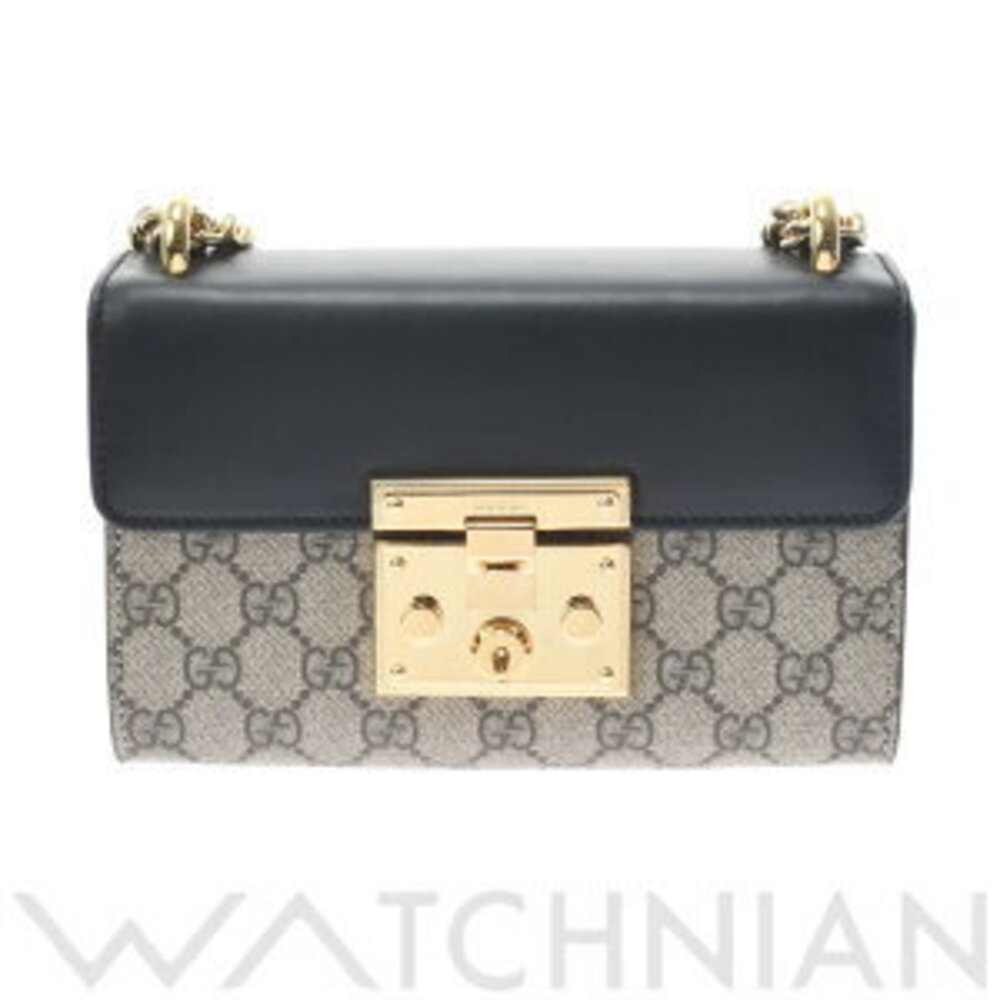 Gucci Padlock GG Shoulder Bag Beige Black Supreme Canvas Leather